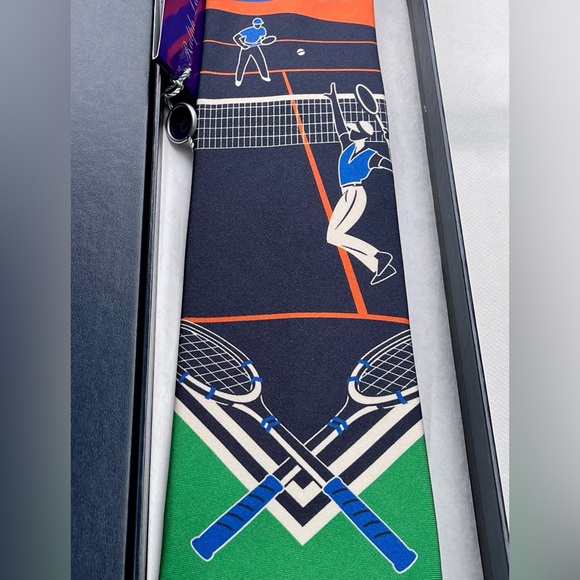 🎁RL HOLIDAY 25'🎁🆕💯US OPEN RALPH LAUREN PURPLE LABEL LUXURY TENNIS MOTF TIE🔥 - Picture 15 of 16